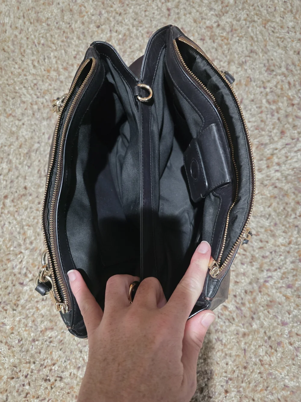 Coach Dark Brown/Black Signature Tote with Gold Hardware